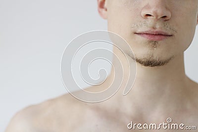 Young manâ€™s lower part of face Stock Photo